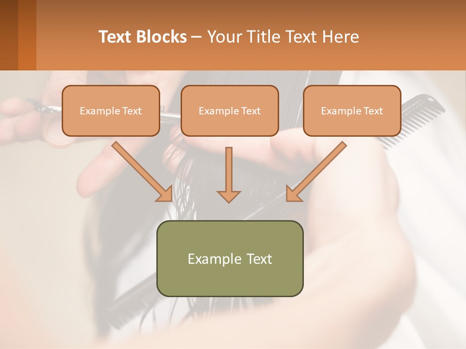 A Woman Is Cutting Her Hair With Scissors PowerPoint Template