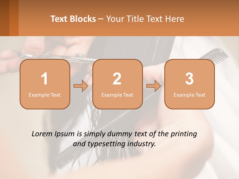 A Woman Is Cutting Her Hair With Scissors PowerPoint Template