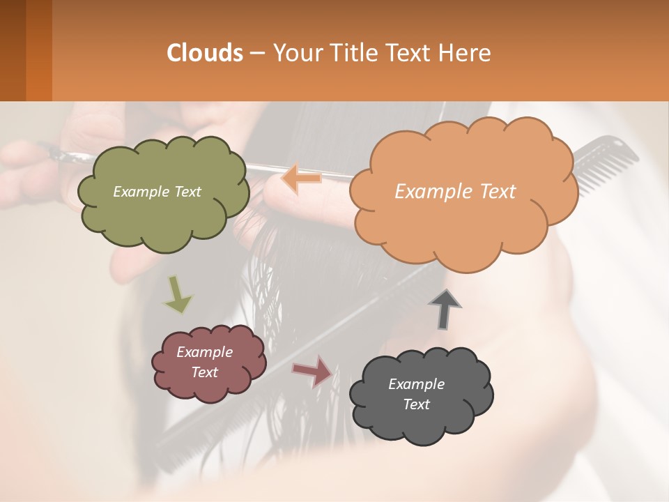 A Woman Is Cutting Her Hair With Scissors PowerPoint Template