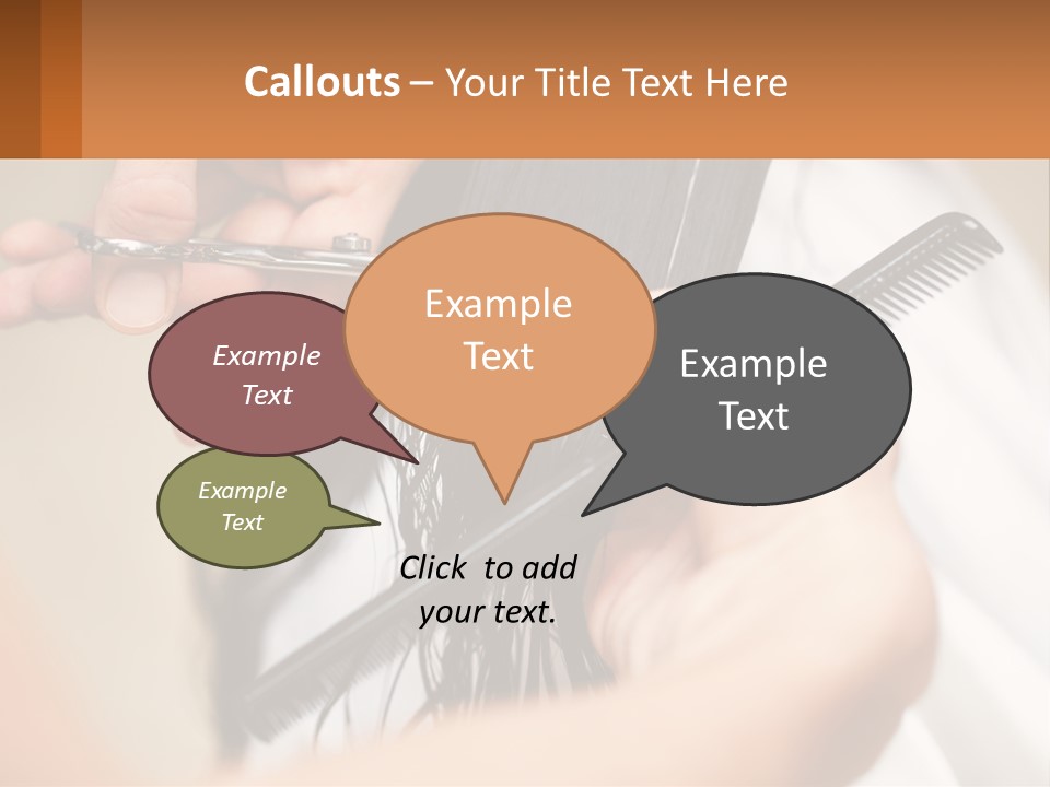 A Woman Is Cutting Her Hair With Scissors PowerPoint Template