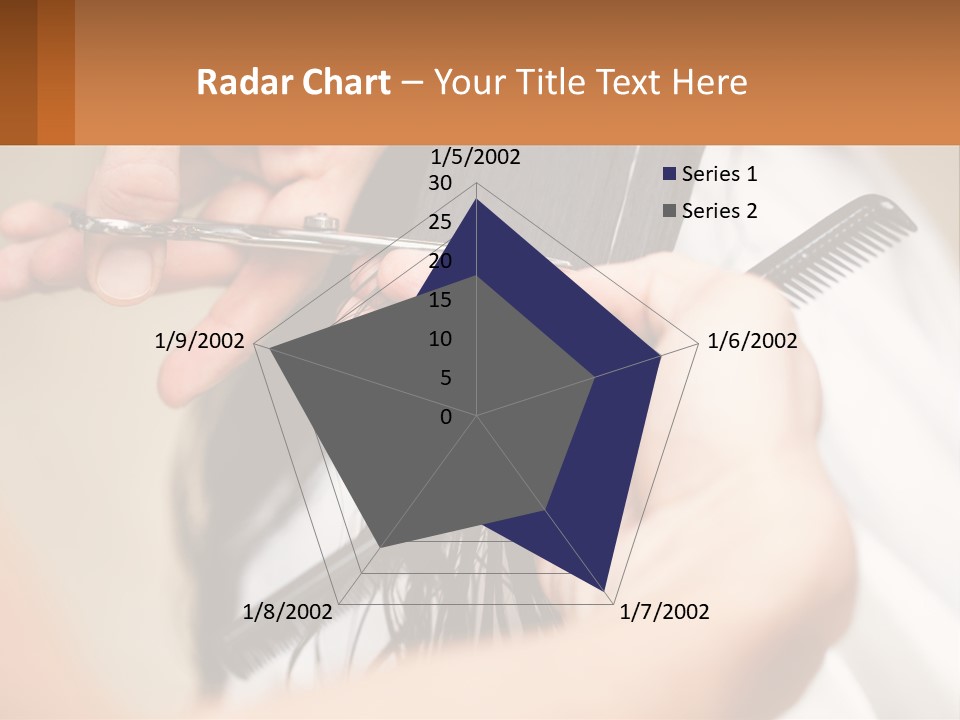 A Woman Is Cutting Her Hair With Scissors PowerPoint Template
