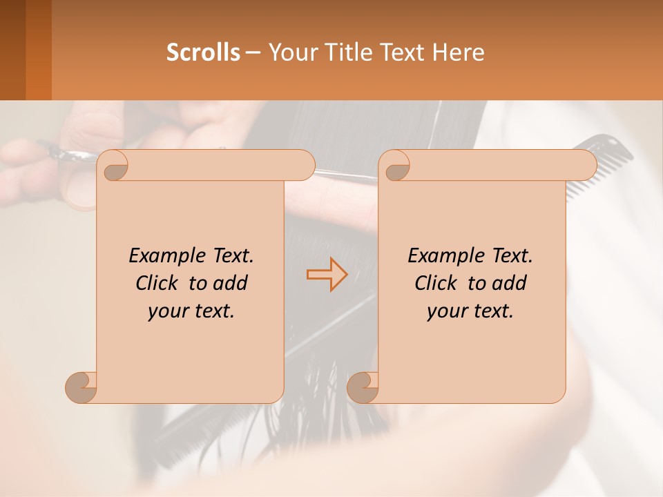 A Woman Is Cutting Her Hair With Scissors PowerPoint Template