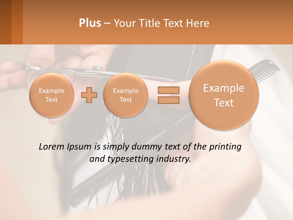 A Woman Is Cutting Her Hair With Scissors PowerPoint Template
