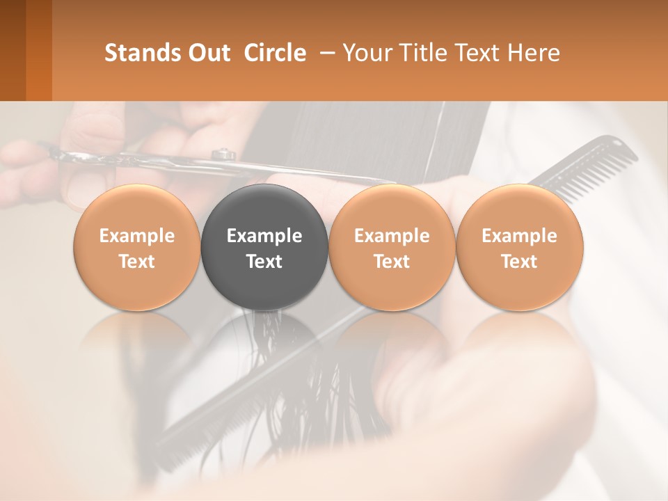 A Woman Is Cutting Her Hair With Scissors PowerPoint Template