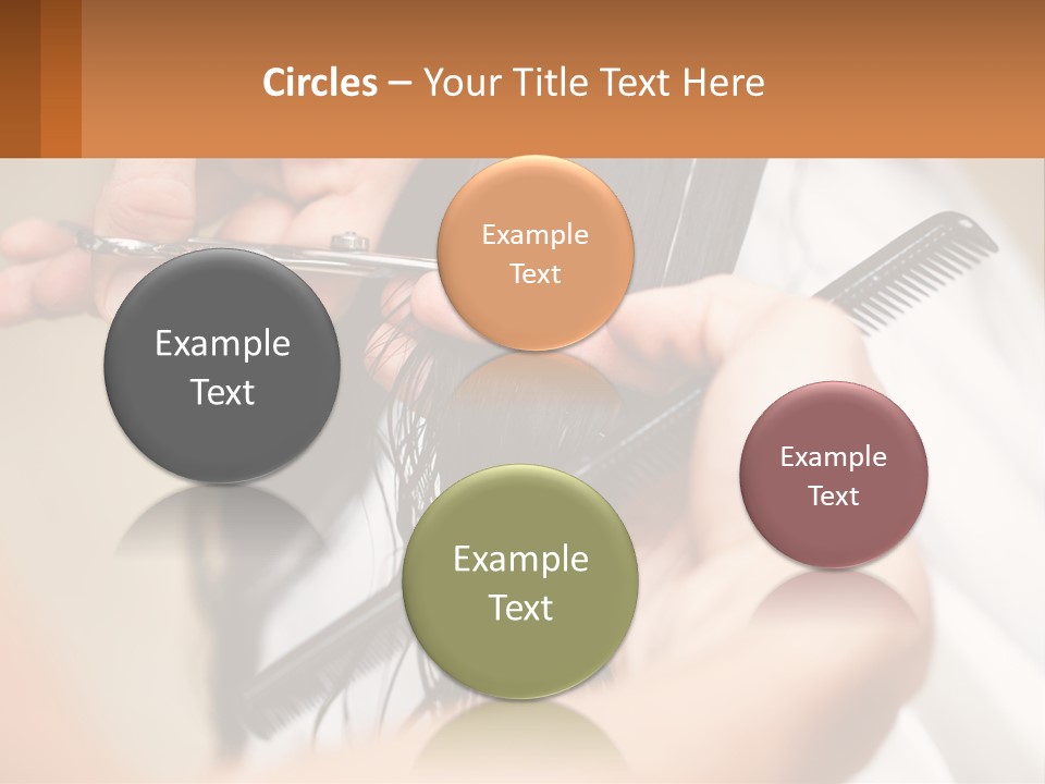 A Woman Is Cutting Her Hair With Scissors PowerPoint Template