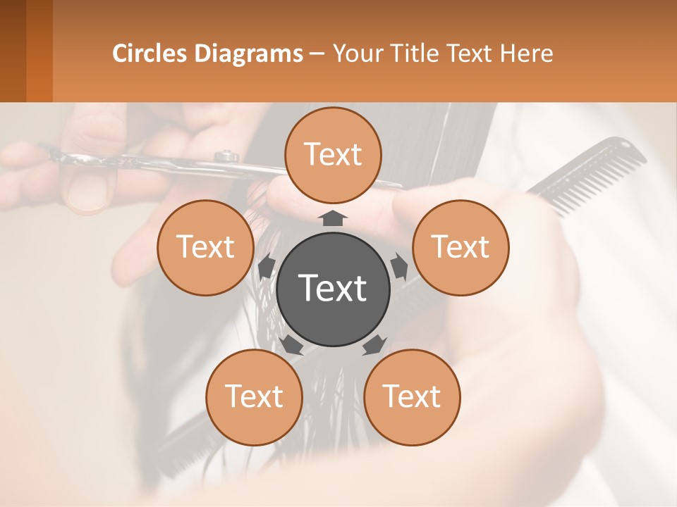 A Woman Is Cutting Her Hair With Scissors PowerPoint Template