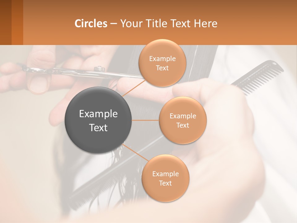 A Woman Is Cutting Her Hair With Scissors PowerPoint Template