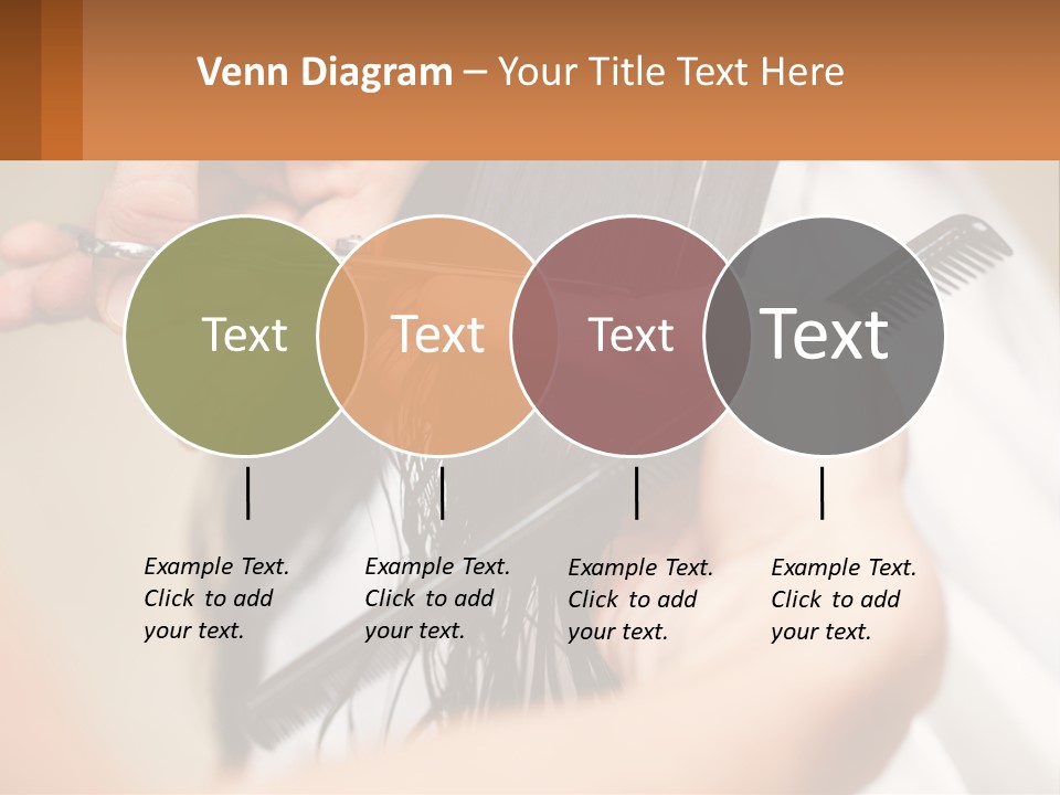A Woman Is Cutting Her Hair With Scissors PowerPoint Template