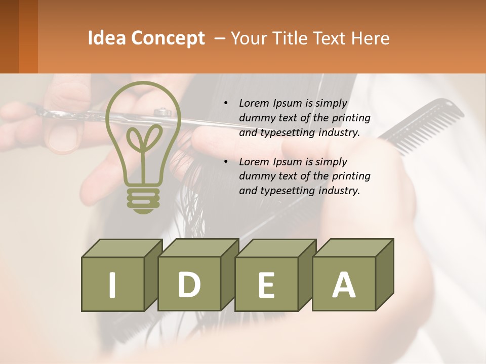 A Woman Is Cutting Her Hair With Scissors PowerPoint Template