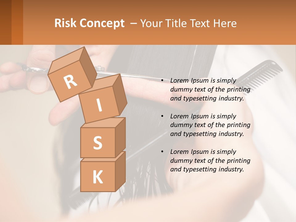 A Woman Is Cutting Her Hair With Scissors PowerPoint Template