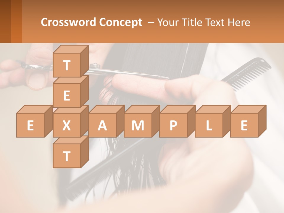 A Woman Is Cutting Her Hair With Scissors PowerPoint Template