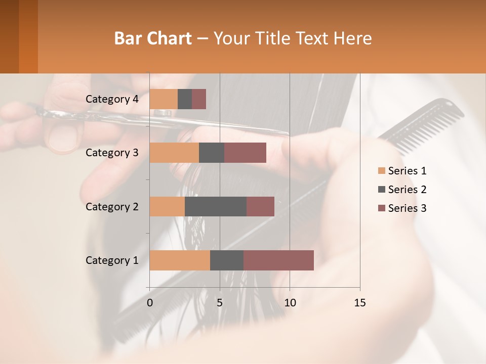 A Woman Is Cutting Her Hair With Scissors PowerPoint Template