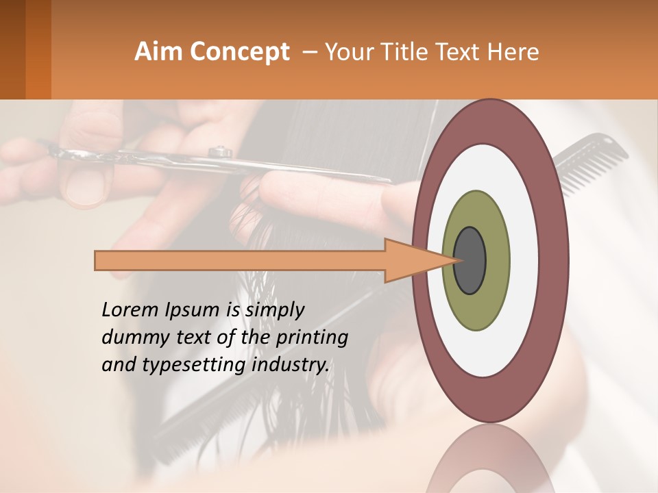 A Woman Is Cutting Her Hair With Scissors PowerPoint Template