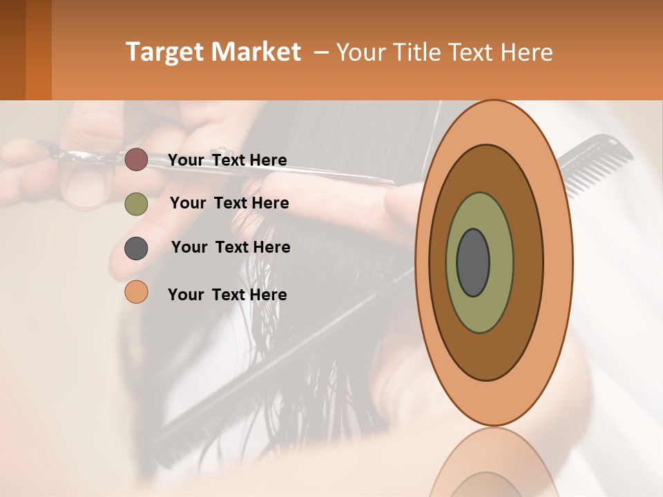 A Woman Is Cutting Her Hair With Scissors PowerPoint Template