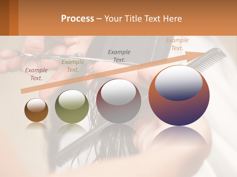 A Woman Is Cutting Her Hair With Scissors PowerPoint Template