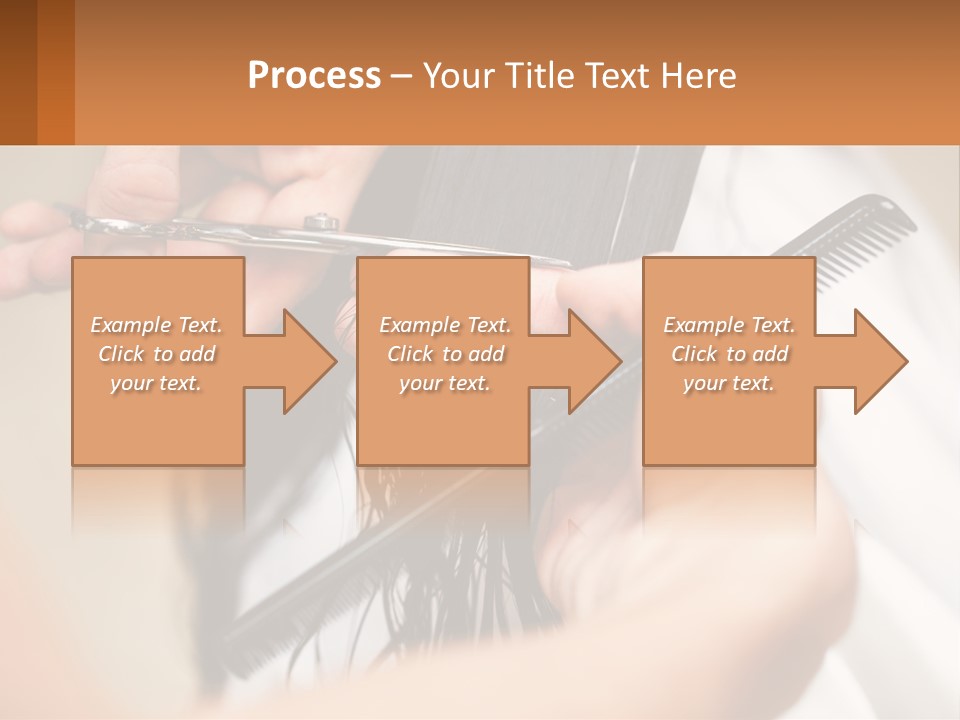 A Woman Is Cutting Her Hair With Scissors PowerPoint Template