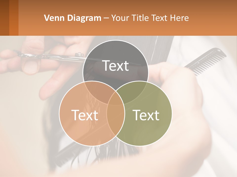 A Woman Is Cutting Her Hair With Scissors PowerPoint Template