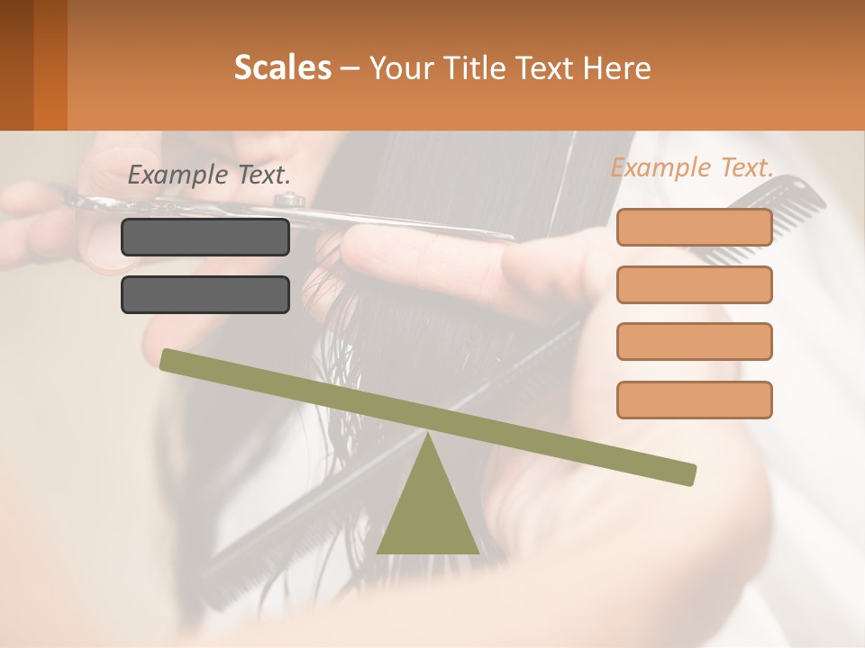 A Woman Is Cutting Her Hair With Scissors PowerPoint Template