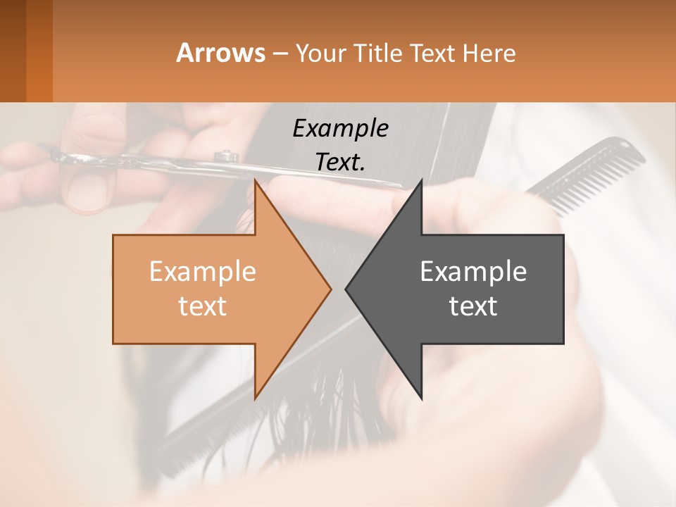 A Woman Is Cutting Her Hair With Scissors PowerPoint Template