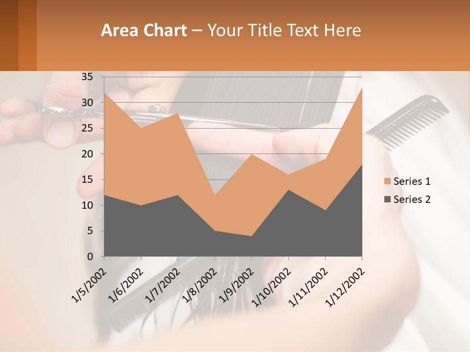 A Woman Is Cutting Her Hair With Scissors PowerPoint Template