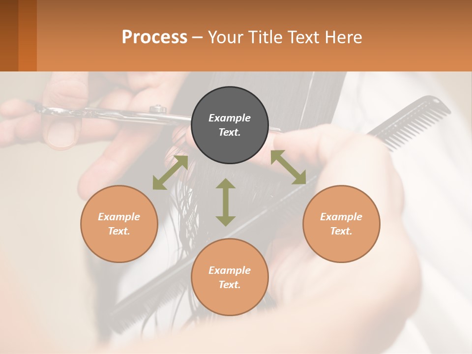 A Woman Is Cutting Her Hair With Scissors PowerPoint Template