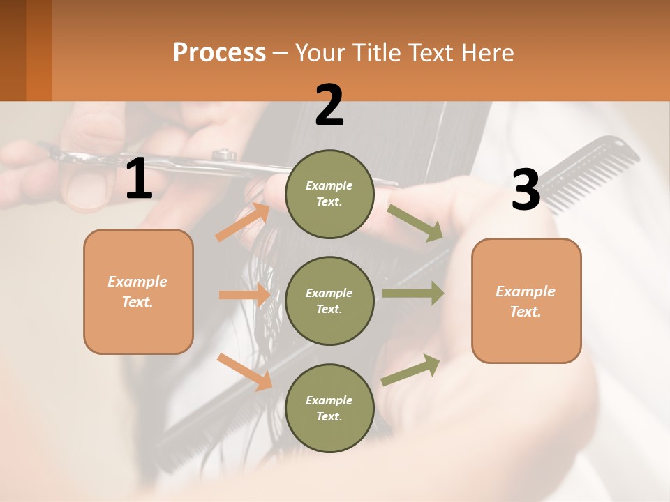 A Woman Is Cutting Her Hair With Scissors PowerPoint Template