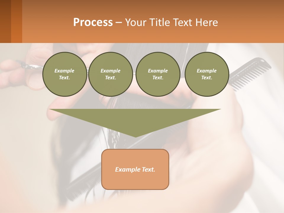 A Woman Is Cutting Her Hair With Scissors PowerPoint Template