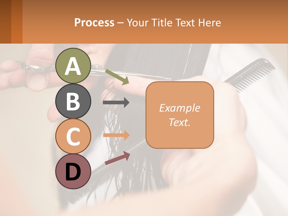 A Woman Is Cutting Her Hair With Scissors PowerPoint Template