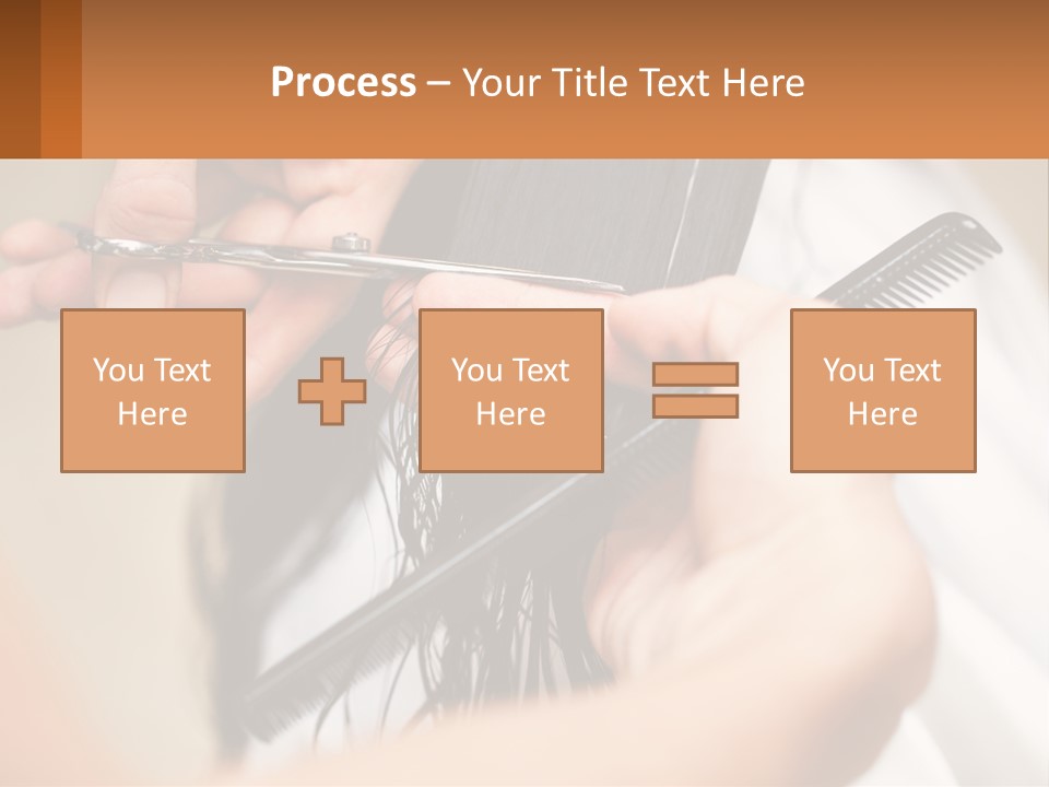 A Woman Is Cutting Her Hair With Scissors PowerPoint Template