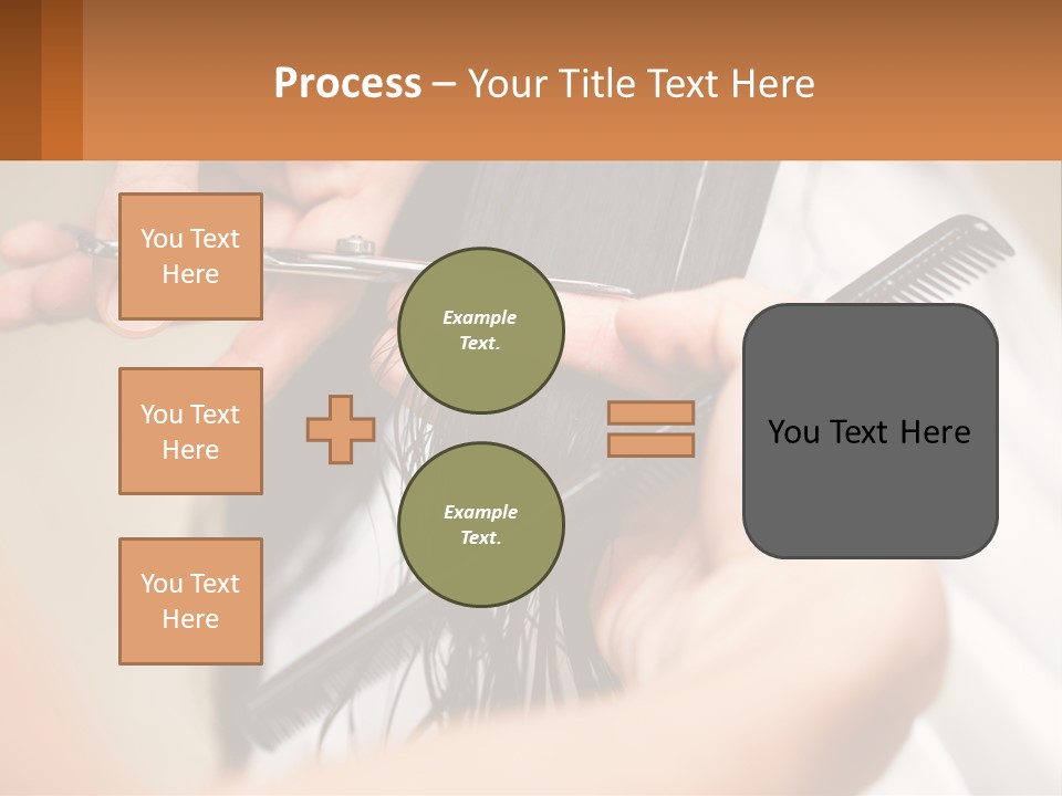 A Woman Is Cutting Her Hair With Scissors PowerPoint Template