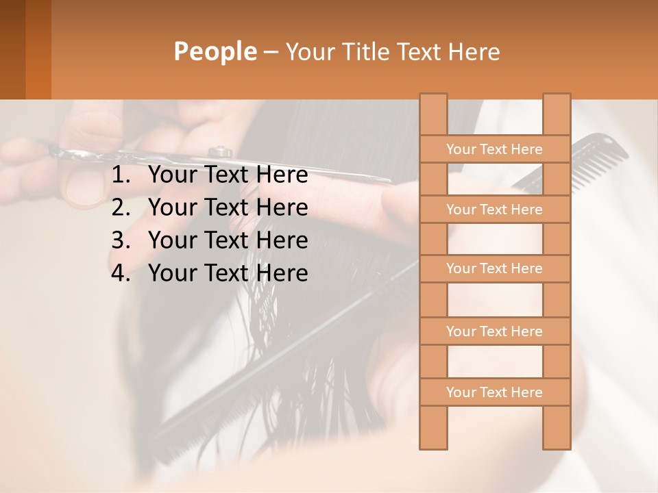 A Woman Is Cutting Her Hair With Scissors PowerPoint Template