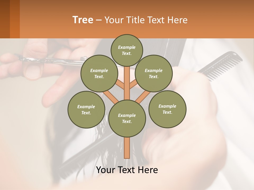 A Woman Is Cutting Her Hair With Scissors PowerPoint Template