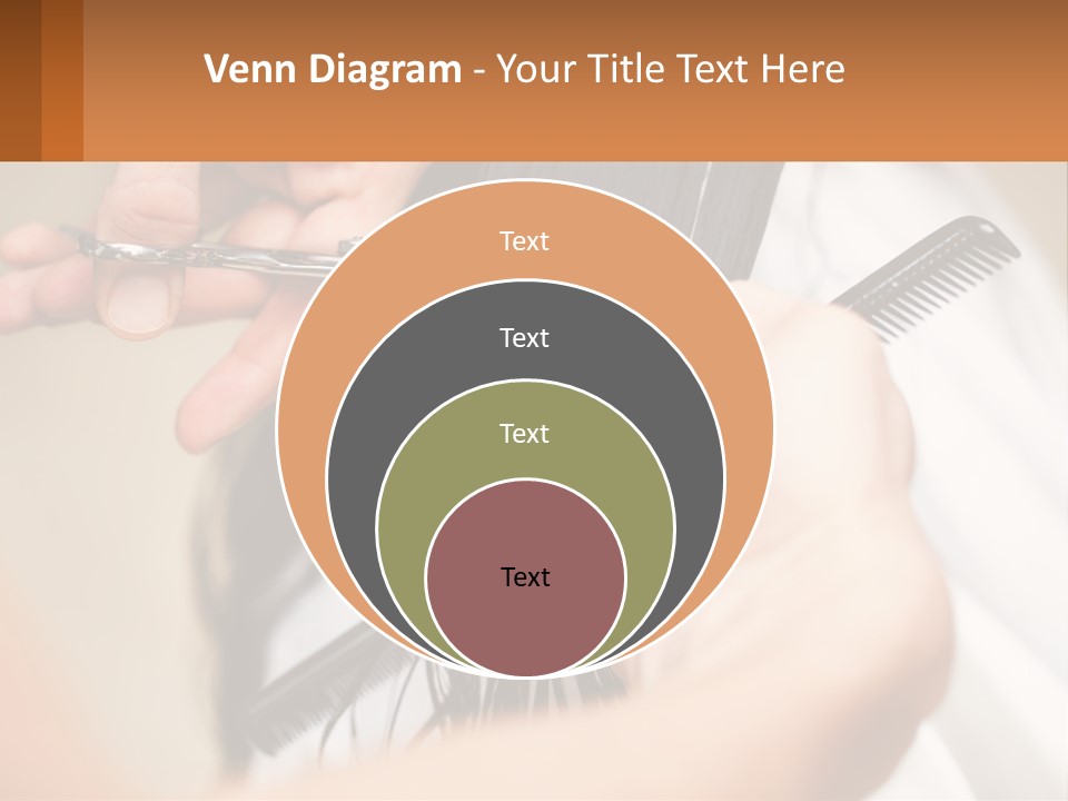 A Woman Is Cutting Her Hair With Scissors PowerPoint Template