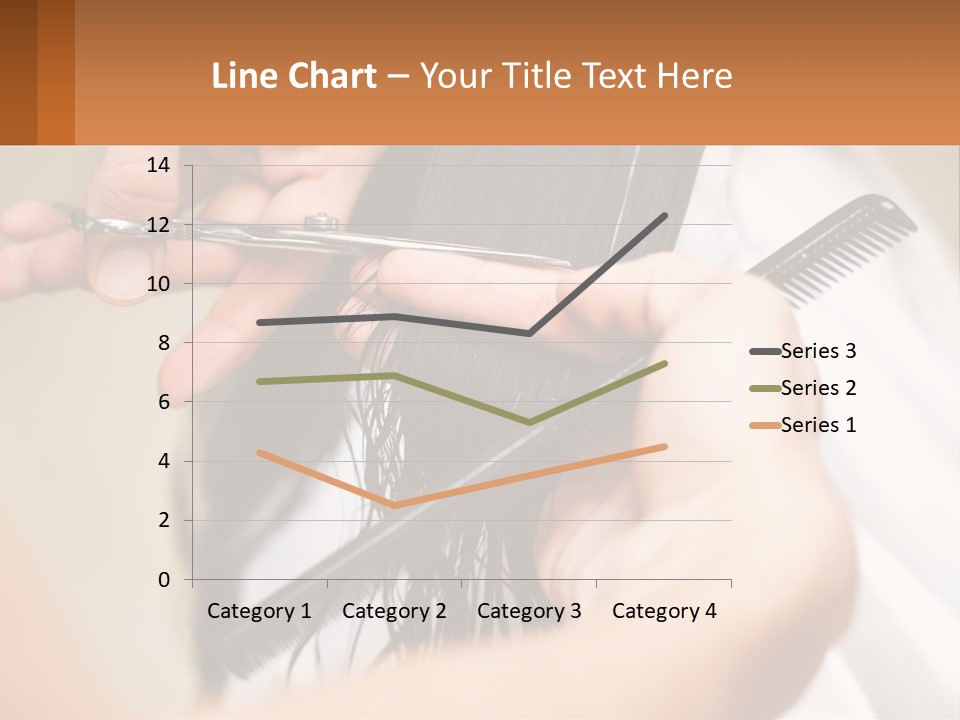 A Woman Is Cutting Her Hair With Scissors PowerPoint Template