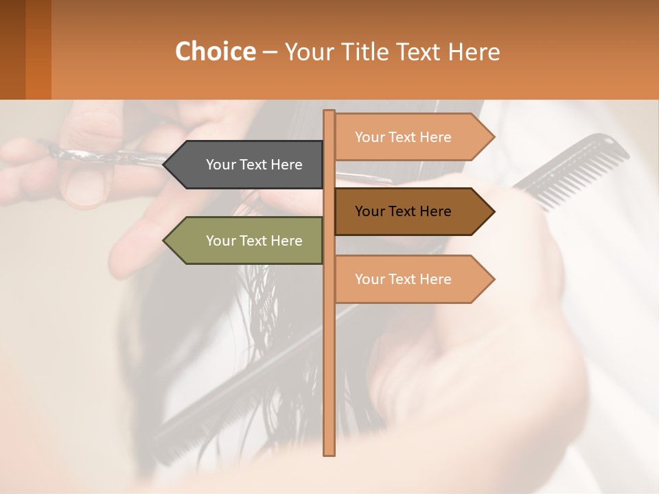 A Woman Is Cutting Her Hair With Scissors PowerPoint Template
