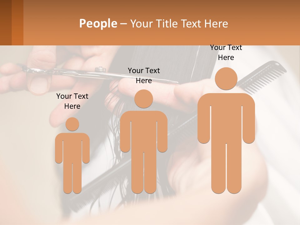 A Woman Is Cutting Her Hair With Scissors PowerPoint Template