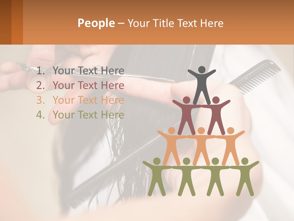 A Woman Is Cutting Her Hair With Scissors PowerPoint Template