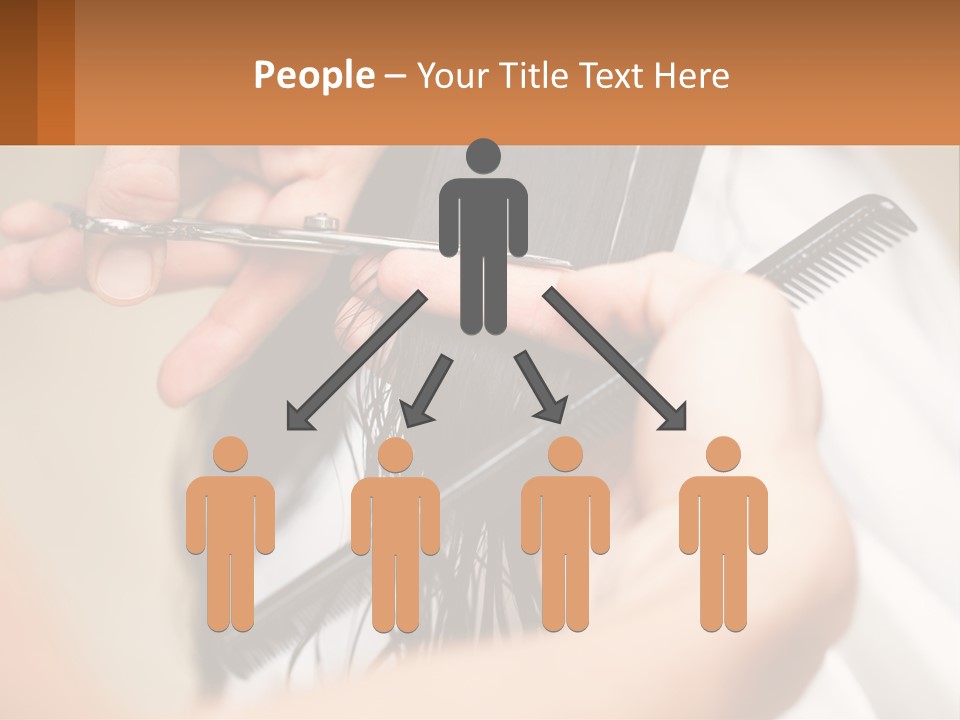 A Woman Is Cutting Her Hair With Scissors PowerPoint Template