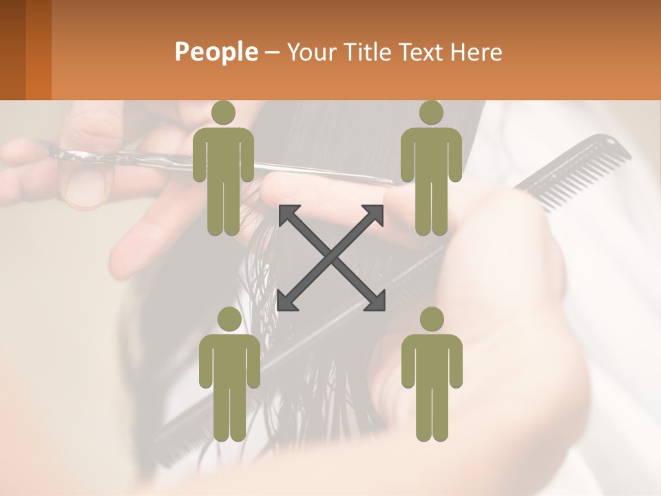 A Woman Is Cutting Her Hair With Scissors PowerPoint Template