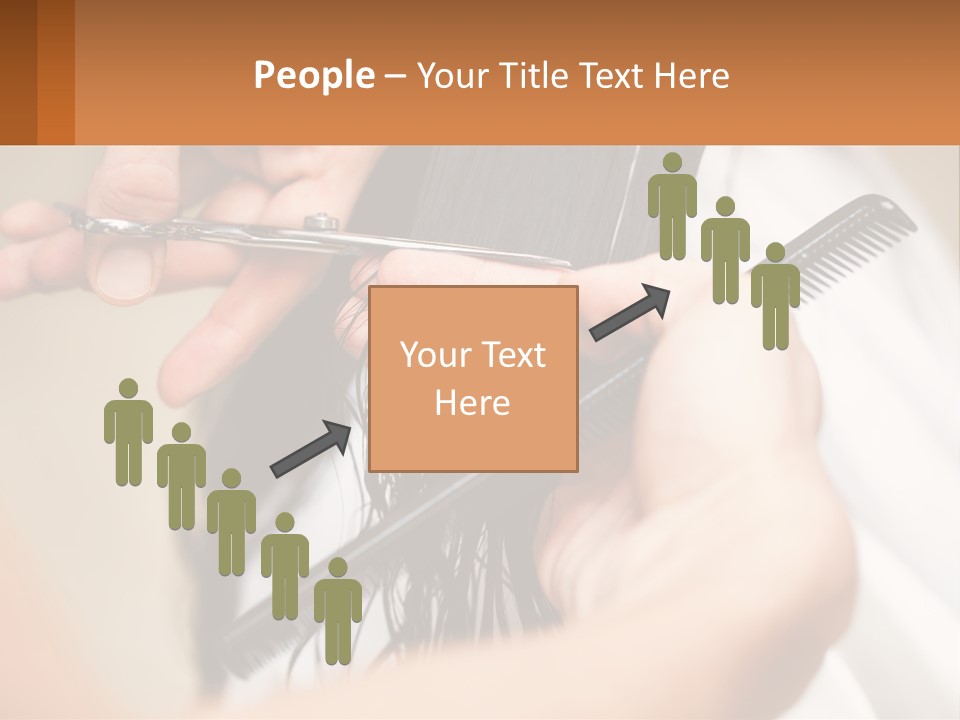 A Woman Is Cutting Her Hair With Scissors PowerPoint Template