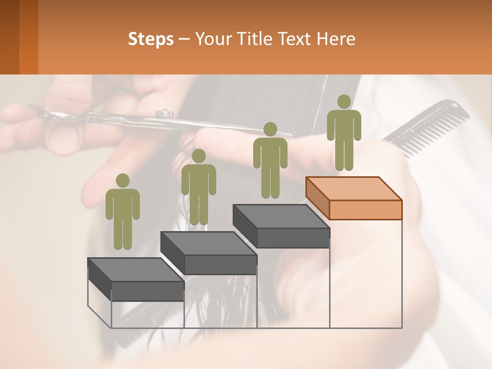 A Woman Is Cutting Her Hair With Scissors PowerPoint Template