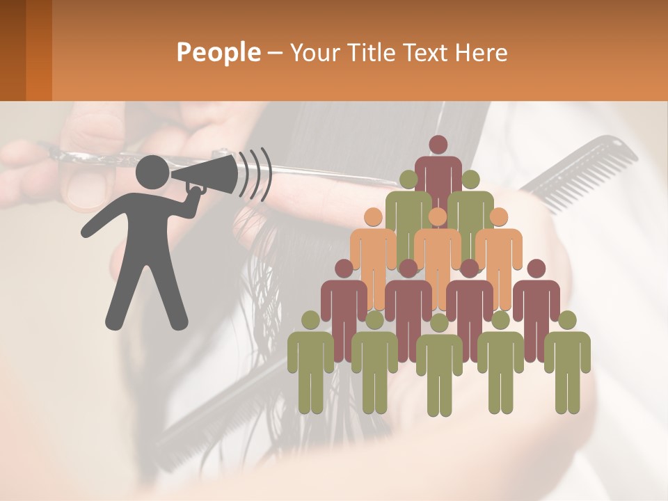 A Woman Is Cutting Her Hair With Scissors PowerPoint Template