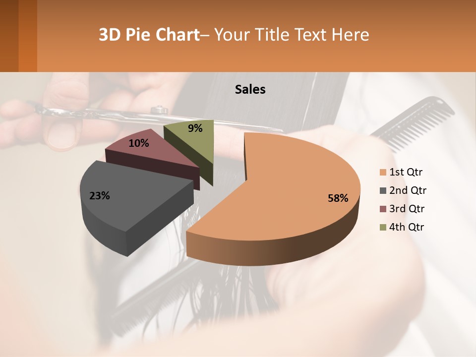 A Woman Is Cutting Her Hair With Scissors PowerPoint Template