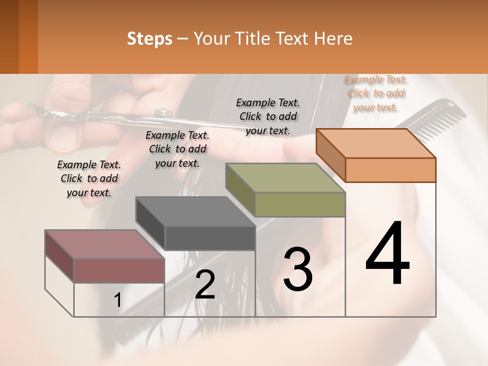 A Woman Is Cutting Her Hair With Scissors PowerPoint Template