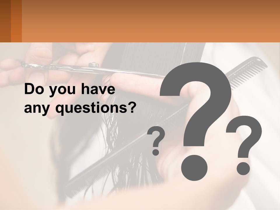 A Woman Is Cutting Her Hair With Scissors PowerPoint Template