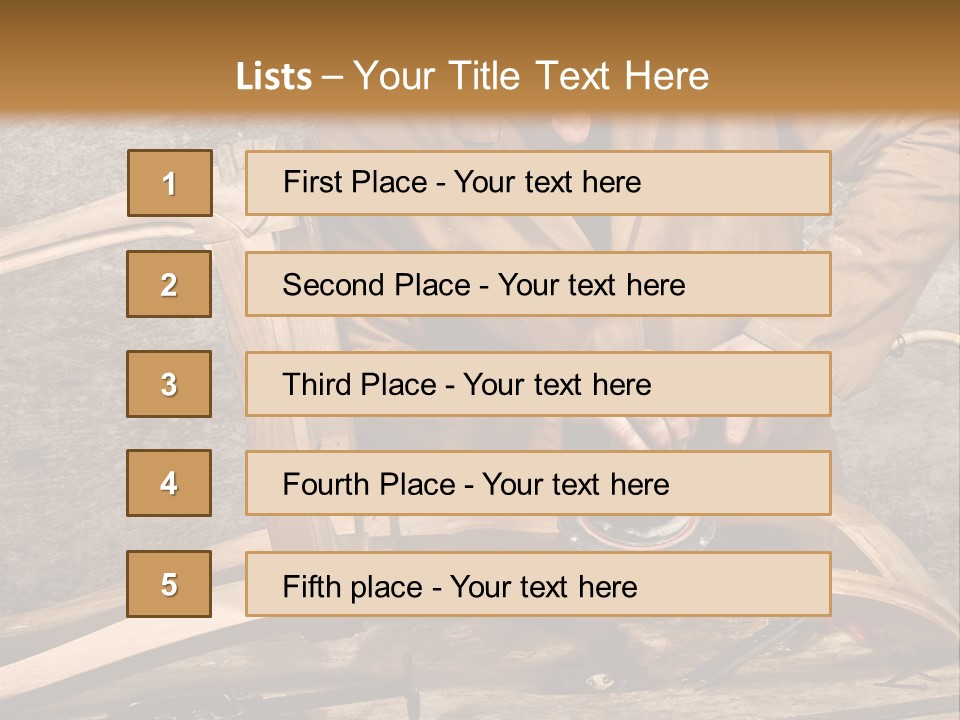 A Man Sanding A Wooden Chair With A Sander PowerPoint Template