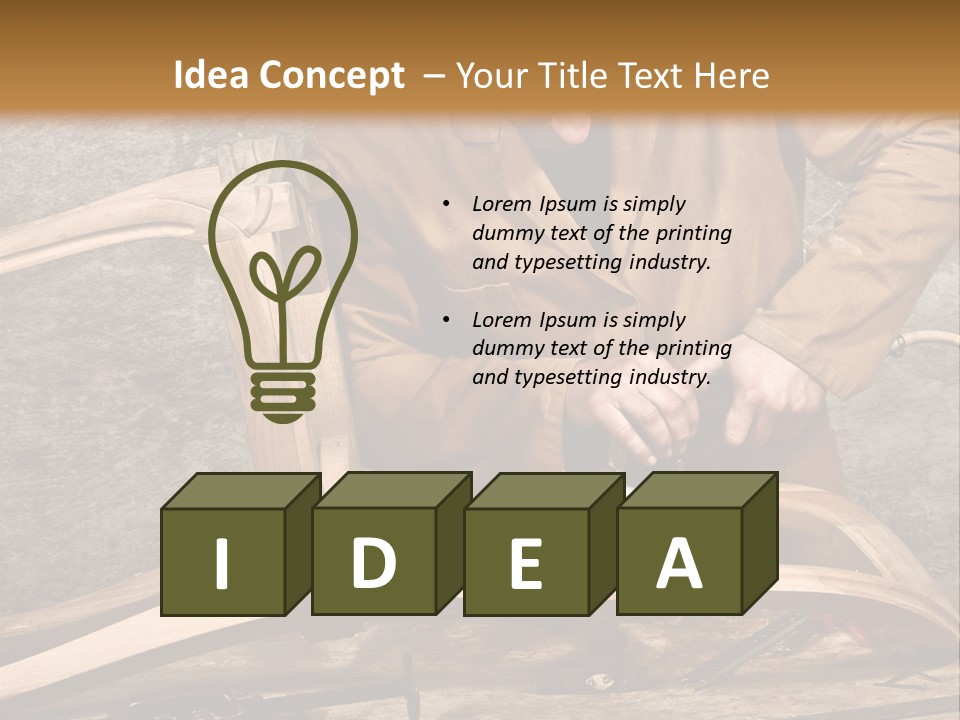 A Man Sanding A Wooden Chair With A Sander PowerPoint Template