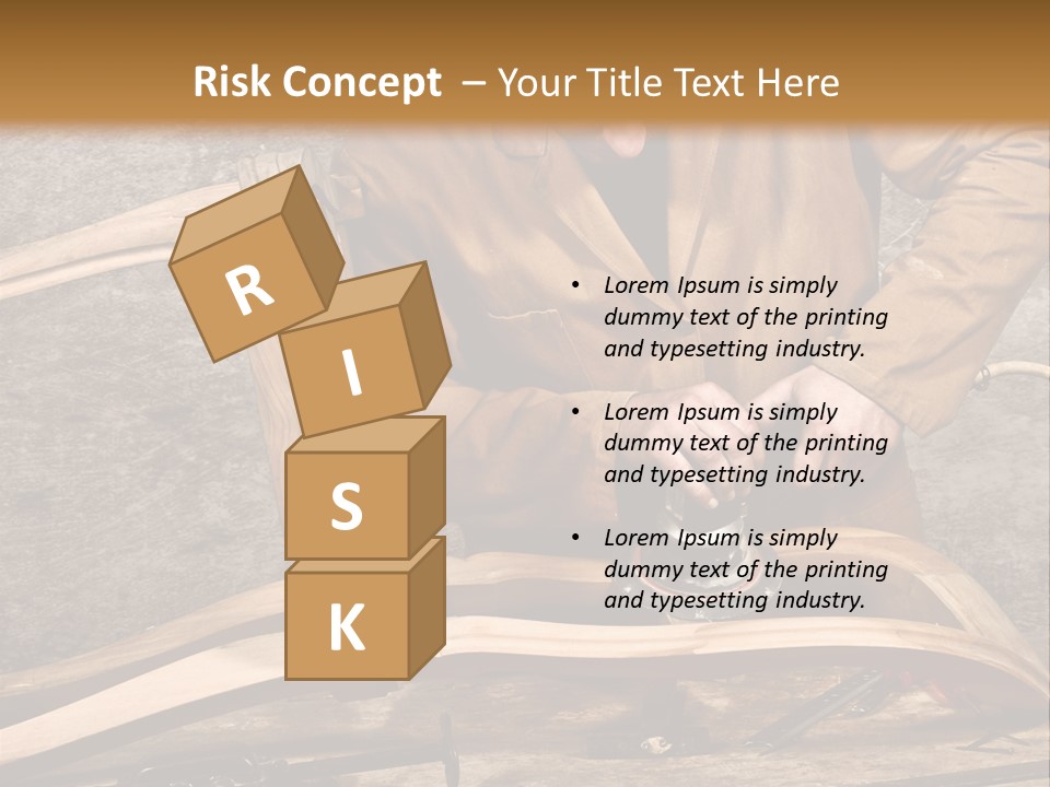 A Man Sanding A Wooden Chair With A Sander PowerPoint Template