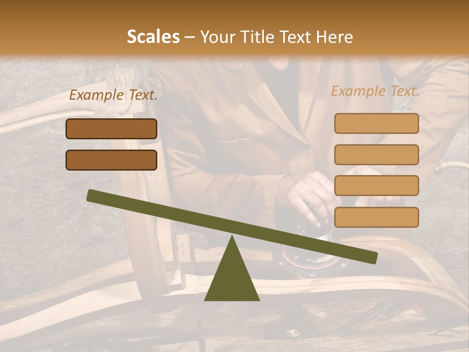 A Man Sanding A Wooden Chair With A Sander PowerPoint Template