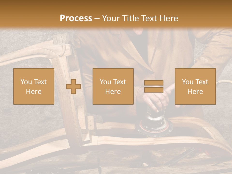 A Man Sanding A Wooden Chair With A Sander PowerPoint Template